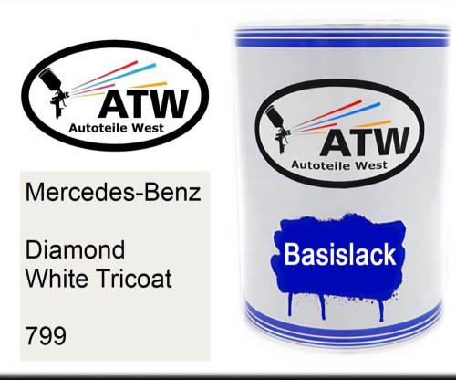 Mercedes-Benz, Diamond White Tricoat, 799: 500ml Lackdose, von ATW Autoteile West.